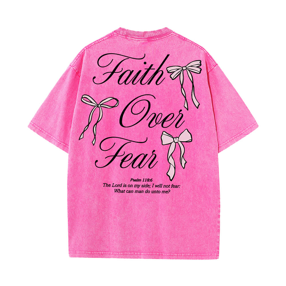 Christianartworkshop Maglietta unisex lavata "Fede contro la paura" - Rosa - 5XL - image 17