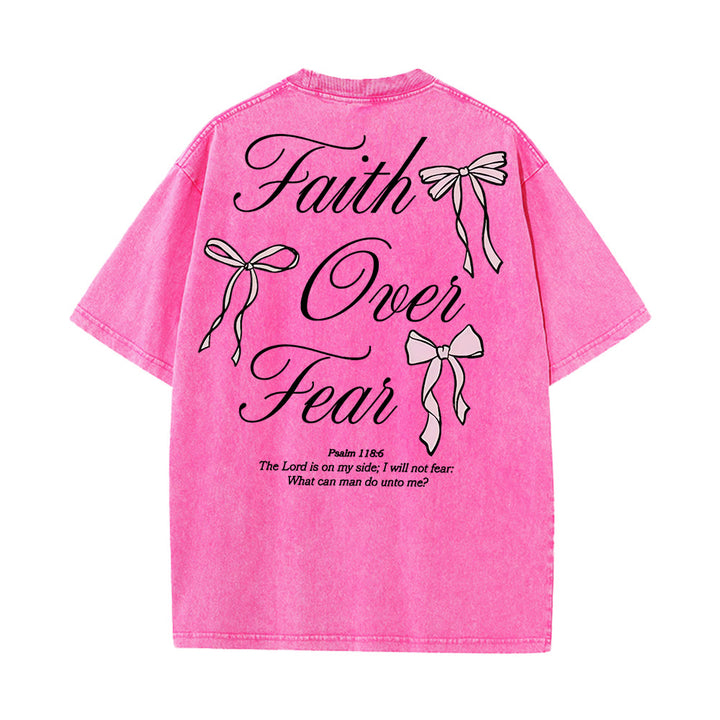 Christianartworkshop Maglietta unisex lavata "Fede contro la paura" - Rosa - 5XL - image 17
