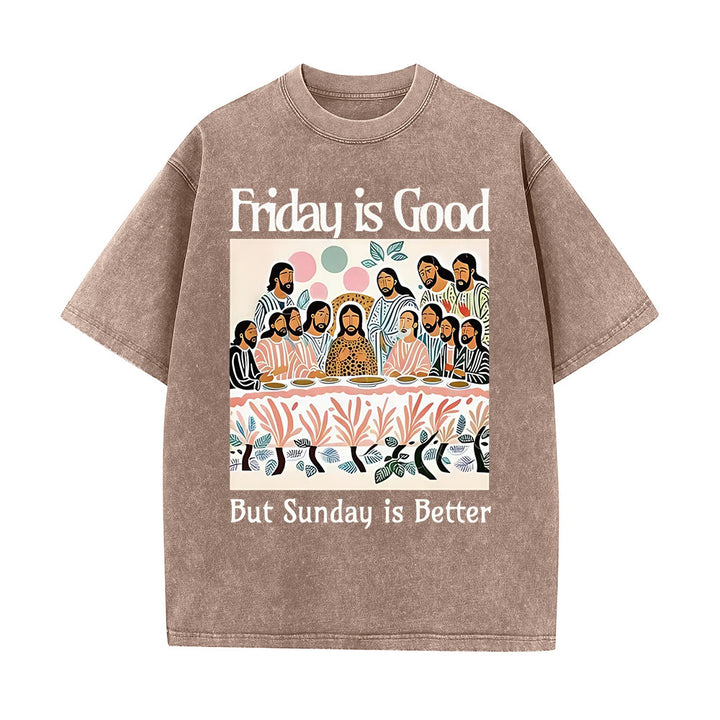 Christianartworkshop Venerdì è una bella maglietta colorata lavata - Caffè - 5XL - image 0