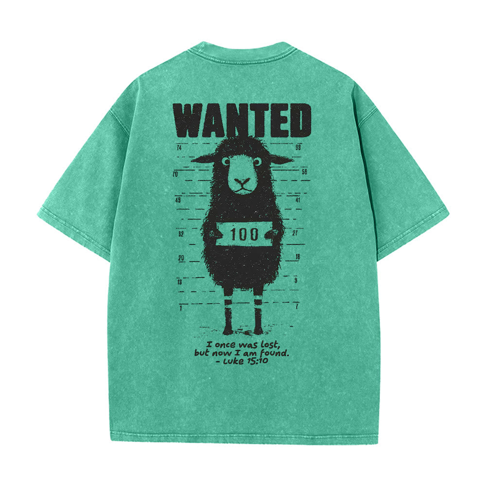 Christianartworkshop Wanted Sheep T-shirt unisex lavata - Verde - 5XL - image 8