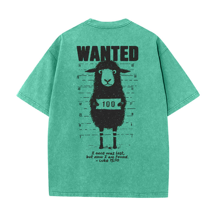 Christianartworkshop Wanted Sheep T-shirt unisex lavata - Verde - 5XL - image 8