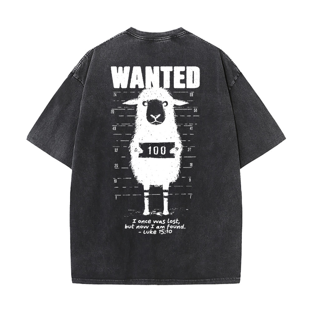 Christianartworkshop Wanted Sheep T-shirt unisex lavata - Nero - 5XL - image 2