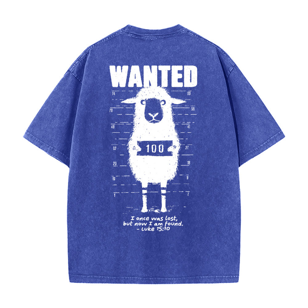 Christianartworkshop Wanted Sheep T-shirt unisex lavata - Blu - 5XL - image 12