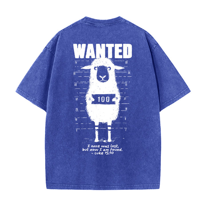 Christianartworkshop Wanted Sheep T-shirt unisex lavata - Blu - 5XL - image 12