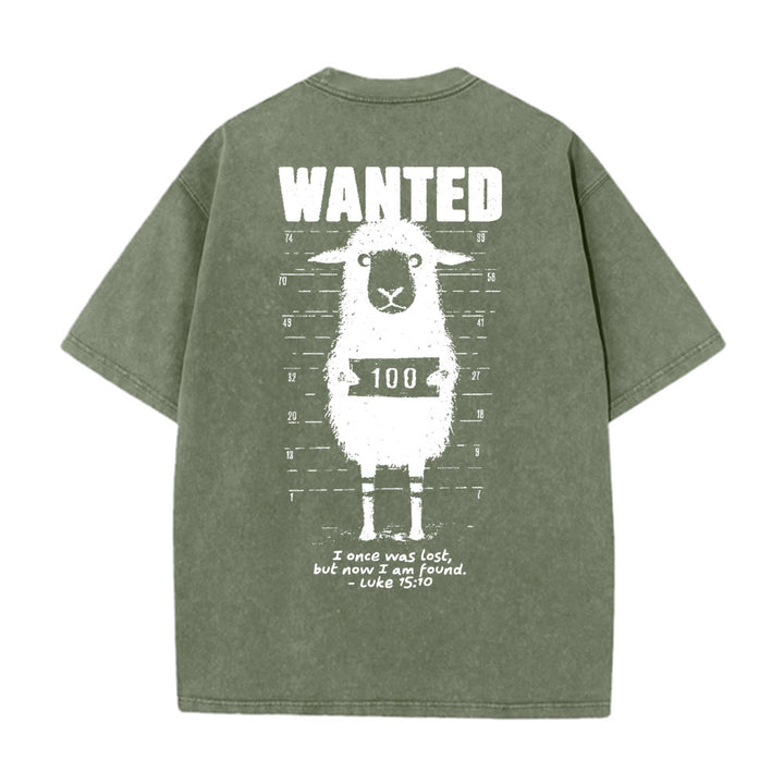 Christianartworkshop Wanted Sheep T-shirt unisex lavata - Verde militare - 5XL - image 4