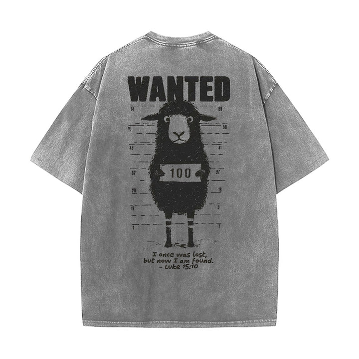 Christianartworkshop Wanted Sheep T-shirt unisex lavata - Grigio - 5XL - image 0