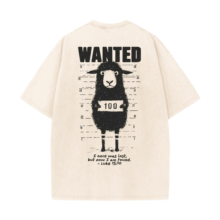Christianartworkshop Wanted Sheep T-shirt unisex lavata - Albicocca - 5XL - image 6