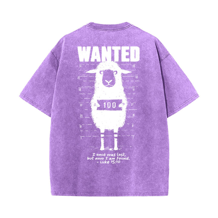 Christianartworkshop Wanted Sheep T-shirt unisex lavata - Viola - 5XL - image 10