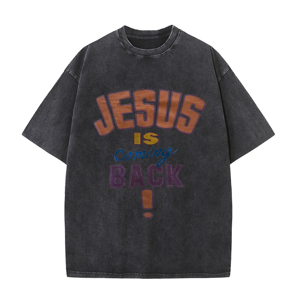 Christianartworkshop Maglietta unisex lavata Jesus Is Return - Nero - 5XL - image 6