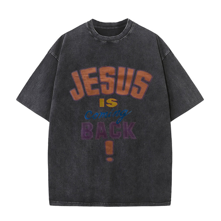 Christianartworkshop Maglietta unisex lavata Jesus Is Return - Nero - 5XL - image 6