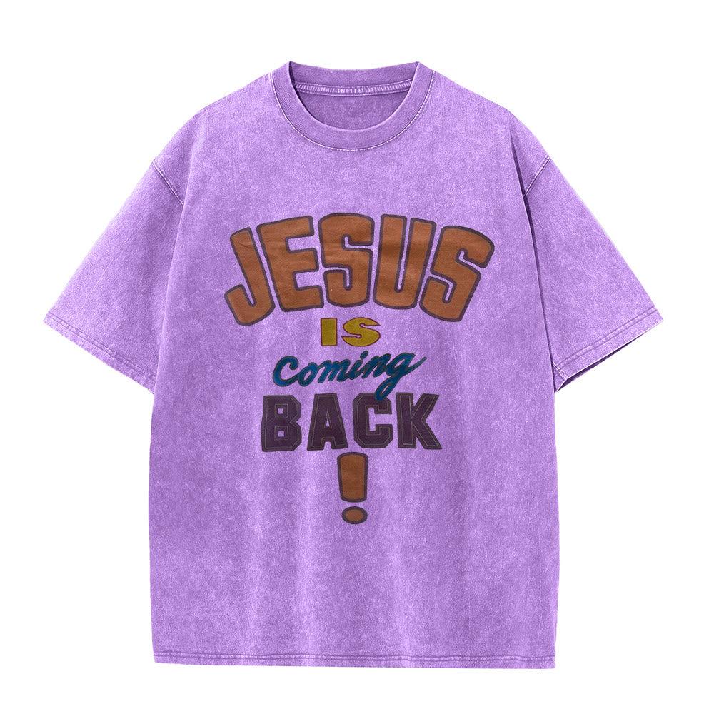 Christianartworkshop Maglietta unisex lavata Jesus Is Return - Viola - 5XL - image 0