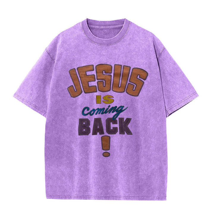 Christianartworkshop Maglietta unisex lavata Jesus Is Return - Viola - 5XL - image 0