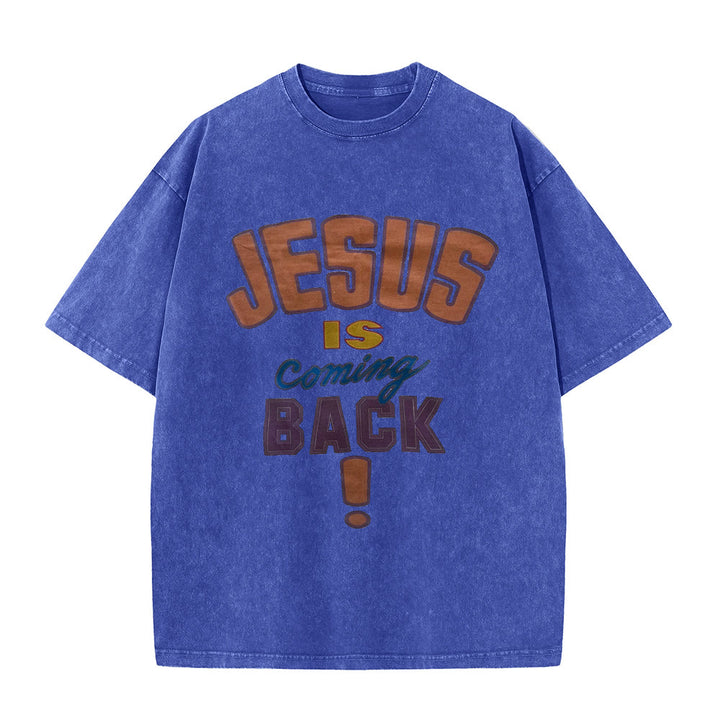 Christianartworkshop Maglietta unisex lavata Jesus Is Return - Blu - 5XL - image 8