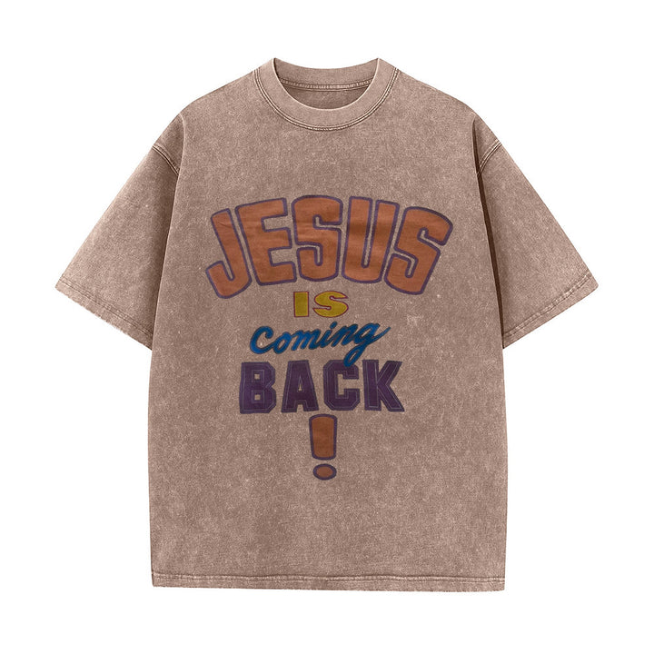 Christianartworkshop Maglietta unisex lavata Jesus Is Return - Caffè - 5XL - image 4