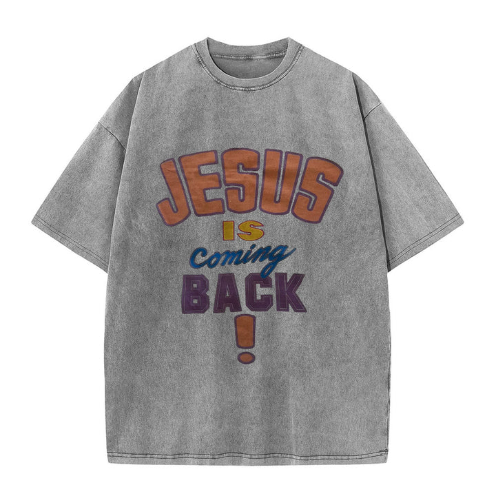 Christianartworkshop Maglietta unisex lavata Jesus Is Return - Grigio - 5XL - image 7