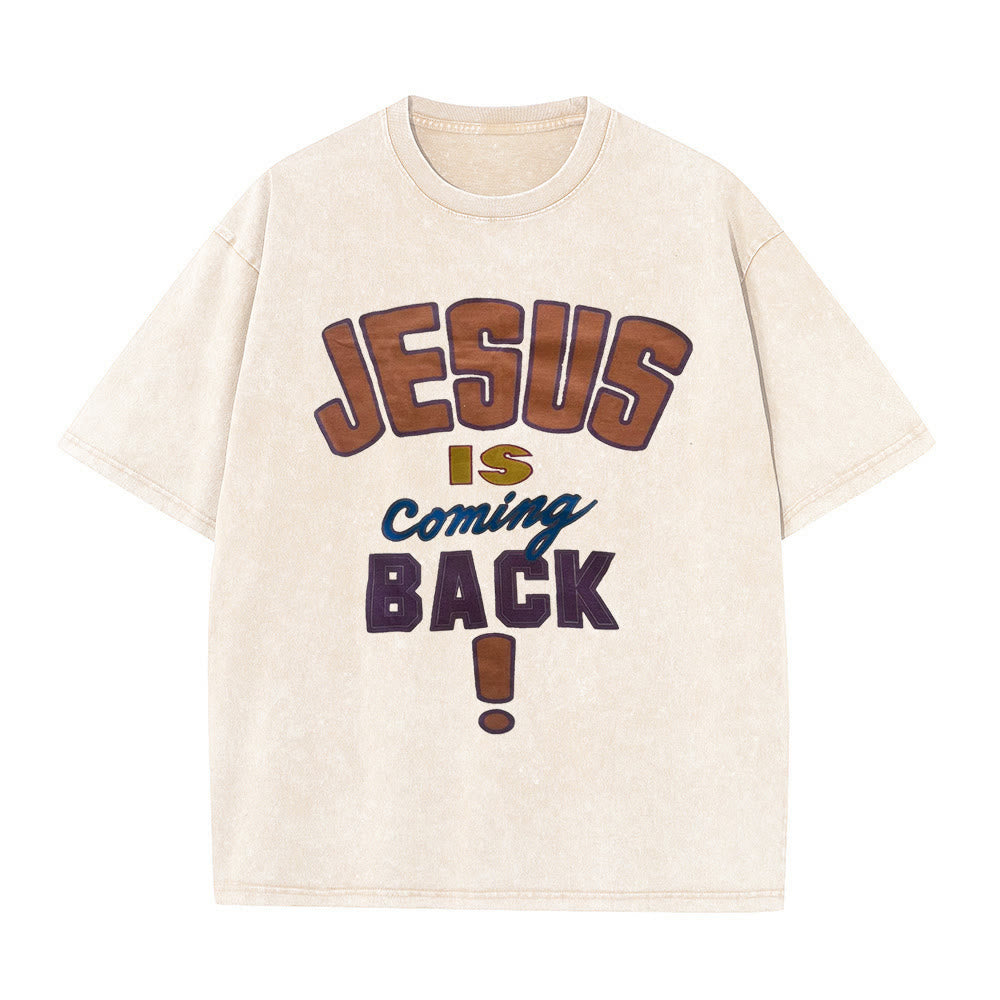 Christianartworkshop Maglietta unisex lavata Jesus Is Return - Albicocca - 5XL - image 1
