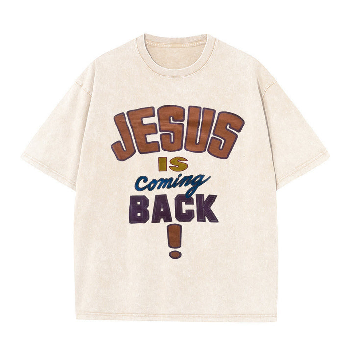 Christianartworkshop Maglietta unisex lavata Jesus Is Return - Albicocca - 5XL - image 1