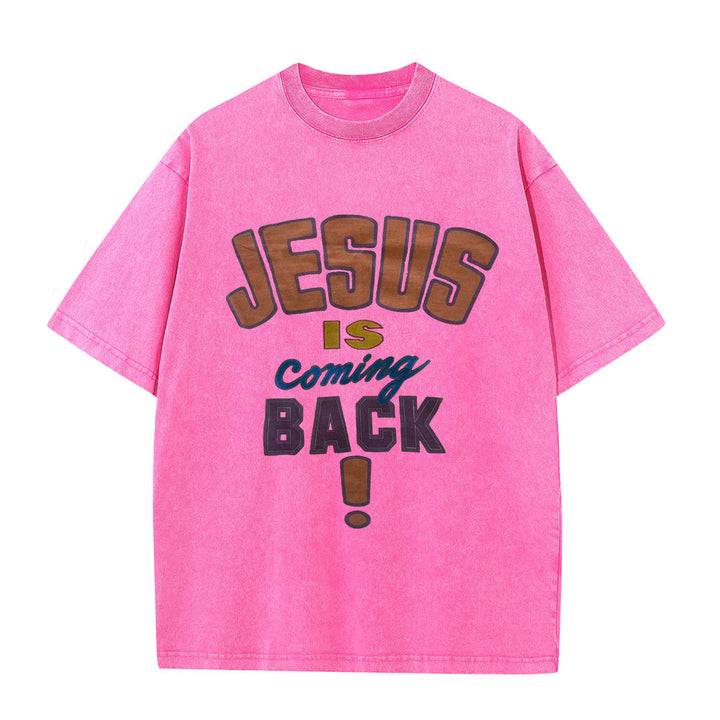 Christianartworkshop Maglietta unisex lavata Jesus Is Return - Rosa - 5XL - image 2