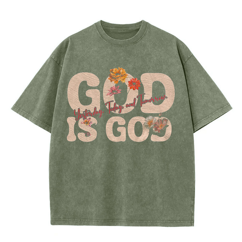 Christianartworkshop Dio è Dio T-shirt unisex lavata - Verde militare - 5XL - image 3