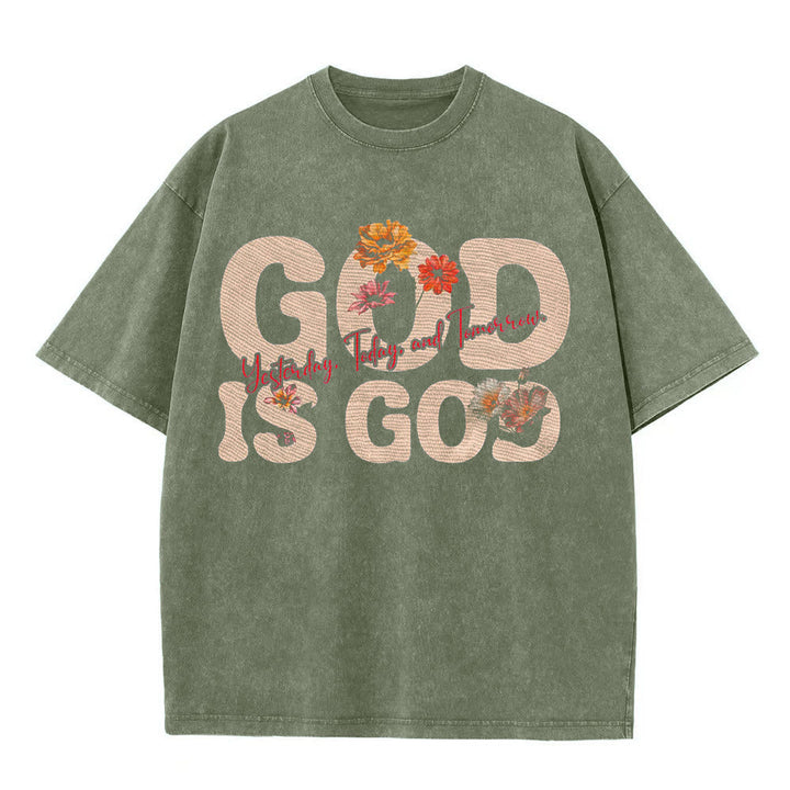 Christianartworkshop Dio è Dio T-shirt unisex lavata - Verde militare - 5XL - image 3