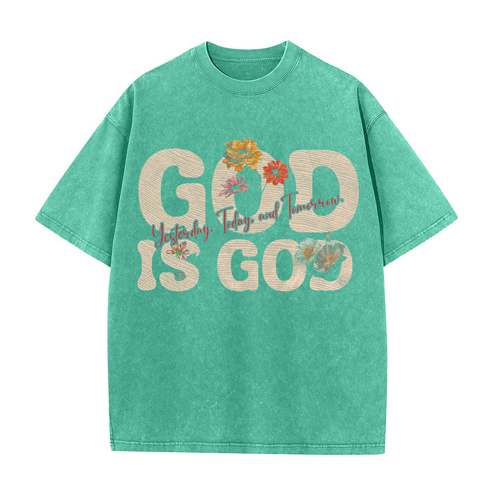 Christianartworkshop Dio è Dio T-shirt unisex lavata - Verde - 5XL - image 8