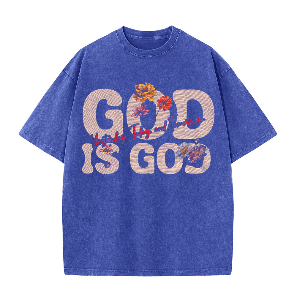 Christianartworkshop Dio è Dio T-shirt unisex lavata - Blu - 5XL - image 4