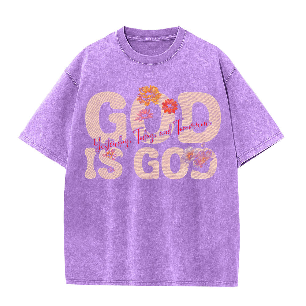 Christianartworkshop Dio è Dio T-shirt unisex lavata - Viola - 5XL - image 6