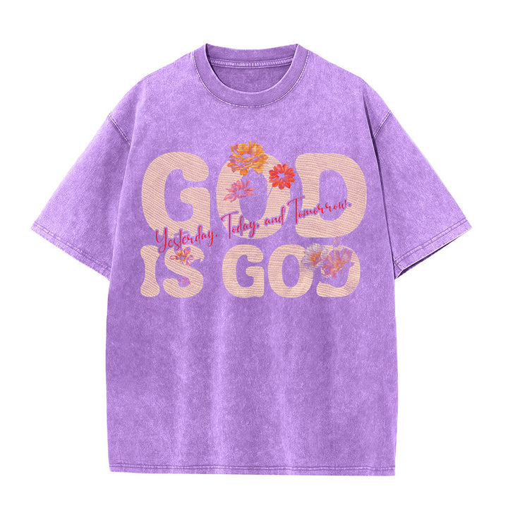 Christianartworkshop Dio è Dio T-shirt unisex lavata - Viola - 5XL - image 6
