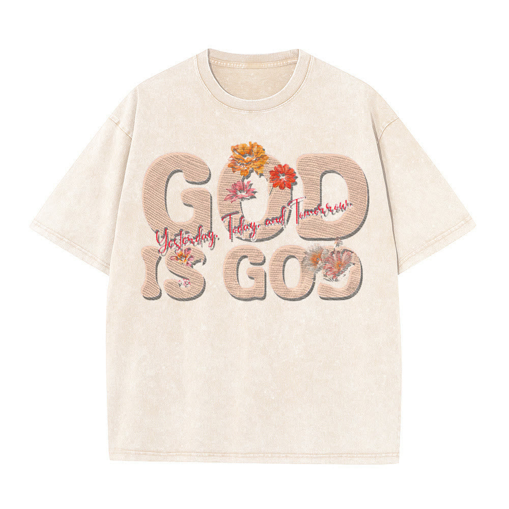 Christianartworkshop Dio è Dio T-shirt unisex lavata - Albicocca - 5XL - image 1