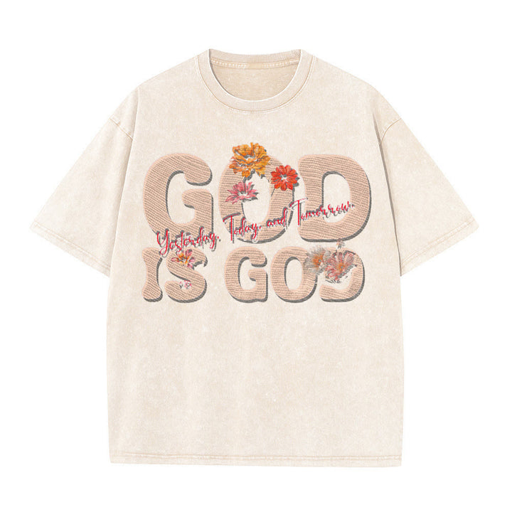 Christianartworkshop Dio è Dio T-shirt unisex lavata - Albicocca - 5XL - image 1