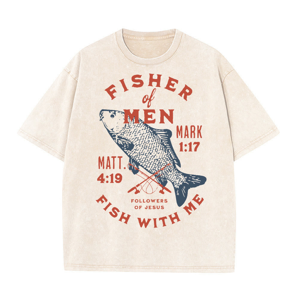 Christianartworkshop Seguaci di Gesù Pescatore di Uomini T-shirt unisex lavata - Albicocca - 5XL - image 0