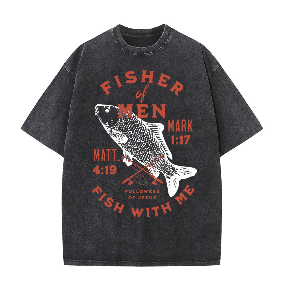 Christianartworkshop Seguaci di Gesù Pescatore di Uomini T-shirt unisex lavata - Nero - 5XL - image 1