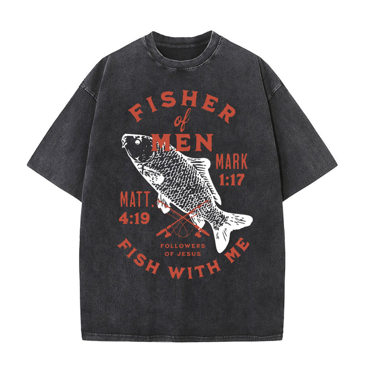 Christianartworkshop Seguaci di Gesù Pescatore di Uomini T-shirt unisex lavata - Nero - 5XL - image 1