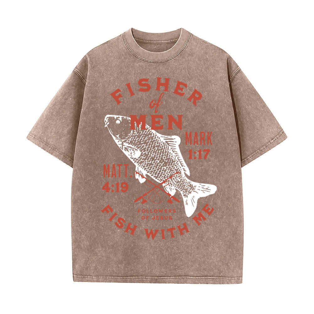 Christianartworkshop Seguaci di Gesù Pescatore di Uomini T-shirt unisex lavata - Caffè - 5XL - image 7