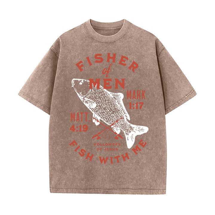 Christianartworkshop Seguaci di Gesù Pescatore di Uomini T-shirt unisex lavata - Caffè - 5XL - image 7