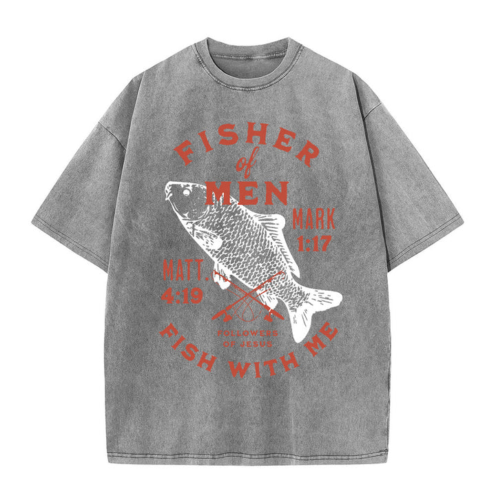 Christianartworkshop Seguaci di Gesù Pescatore di Uomini T-shirt unisex lavata - Grigio - 5XL - image 3