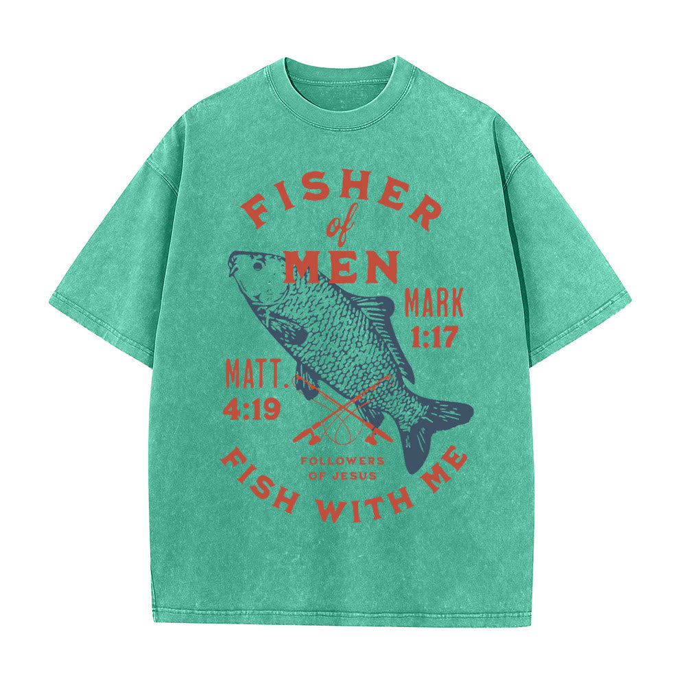 Christianartworkshop Seguaci di Gesù Pescatore di Uomini T-shirt unisex lavata - Verde - 5XL - image 8
