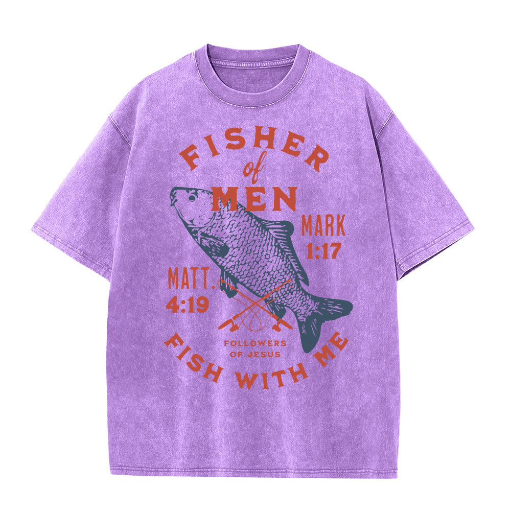 Christianartworkshop Seguaci di Gesù Pescatore di Uomini T-shirt unisex lavata - Viola - 5XL - image 6