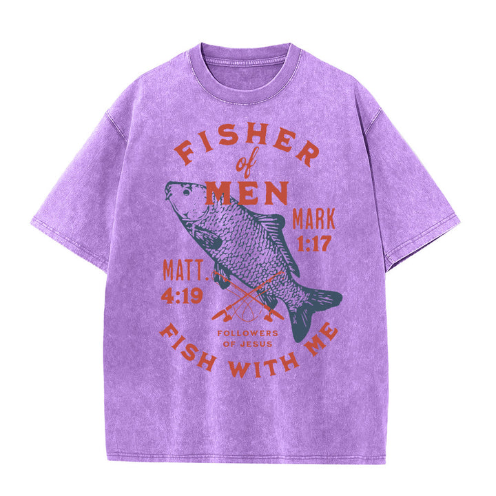 Christianartworkshop Seguaci di Gesù Pescatore di Uomini T-shirt unisex lavata - Viola - 5XL - image 6