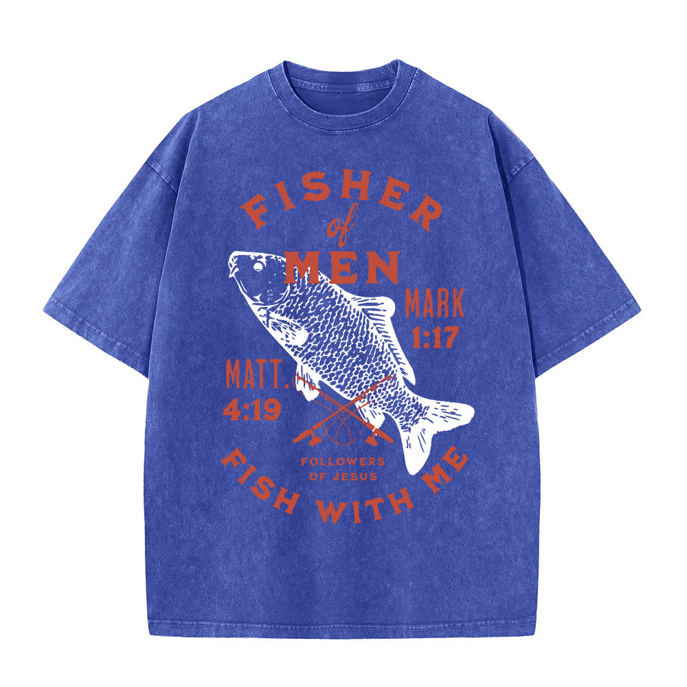 Christianartworkshop Seguaci di Gesù Pescatore di Uomini T-shirt unisex lavata - Blu - 5XL - image 5