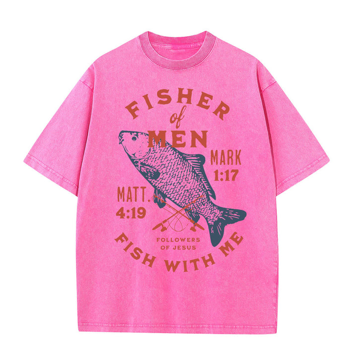 Christianartworkshop Seguaci di Gesù Pescatore di Uomini T-shirt unisex lavata - Rosa - 5XL - image 9