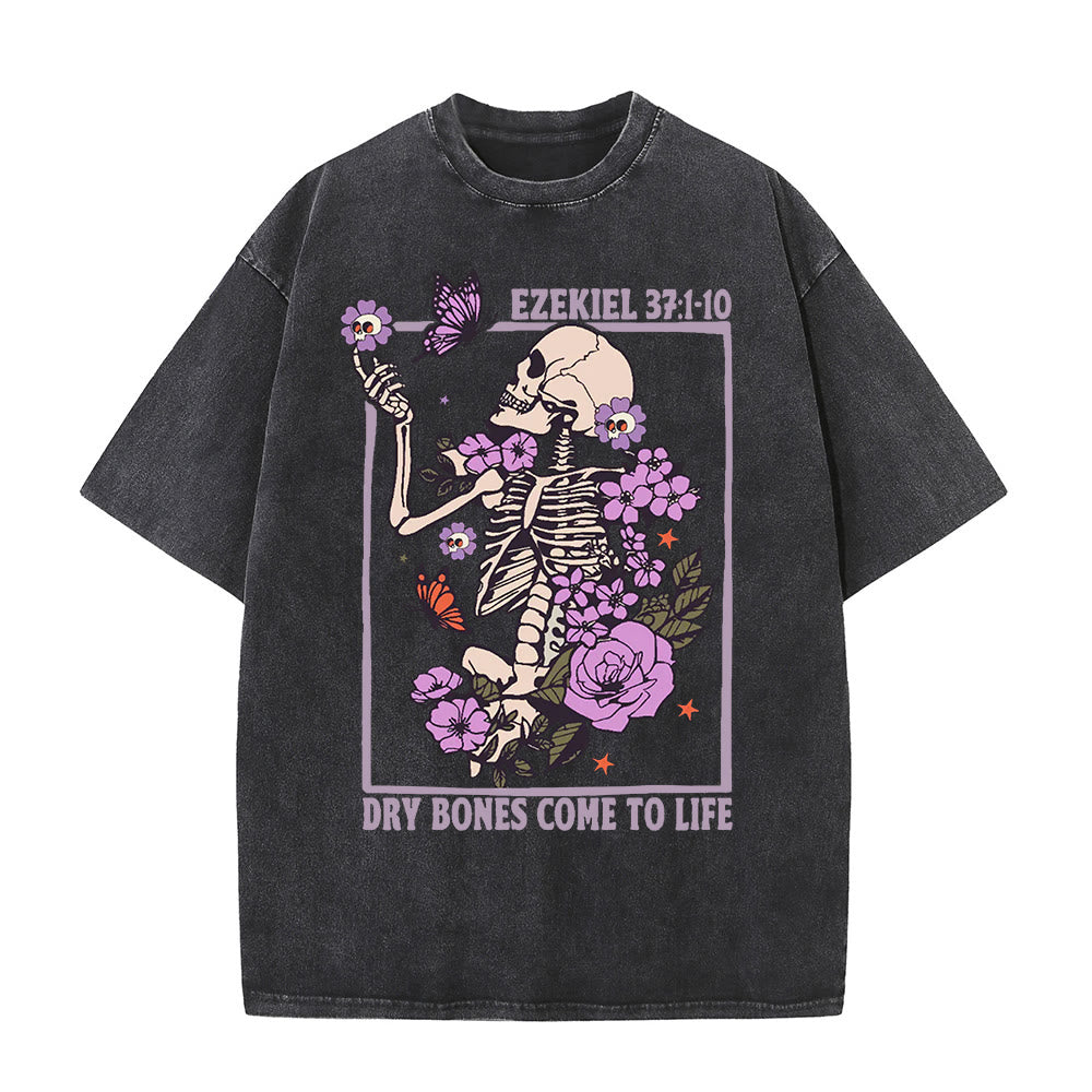 Christianartworkshop Vintage Dry Bones Come To Life T-shirt unisex lavata - Nero - 5XL - image 1