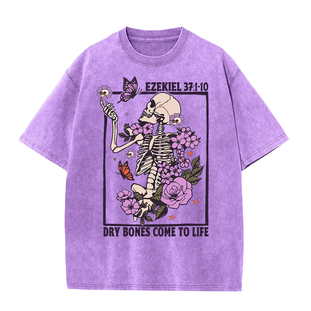 Christianartworkshop Vintage Dry Bones Come To Life T-shirt unisex lavata - Viola - 5XL - image 0