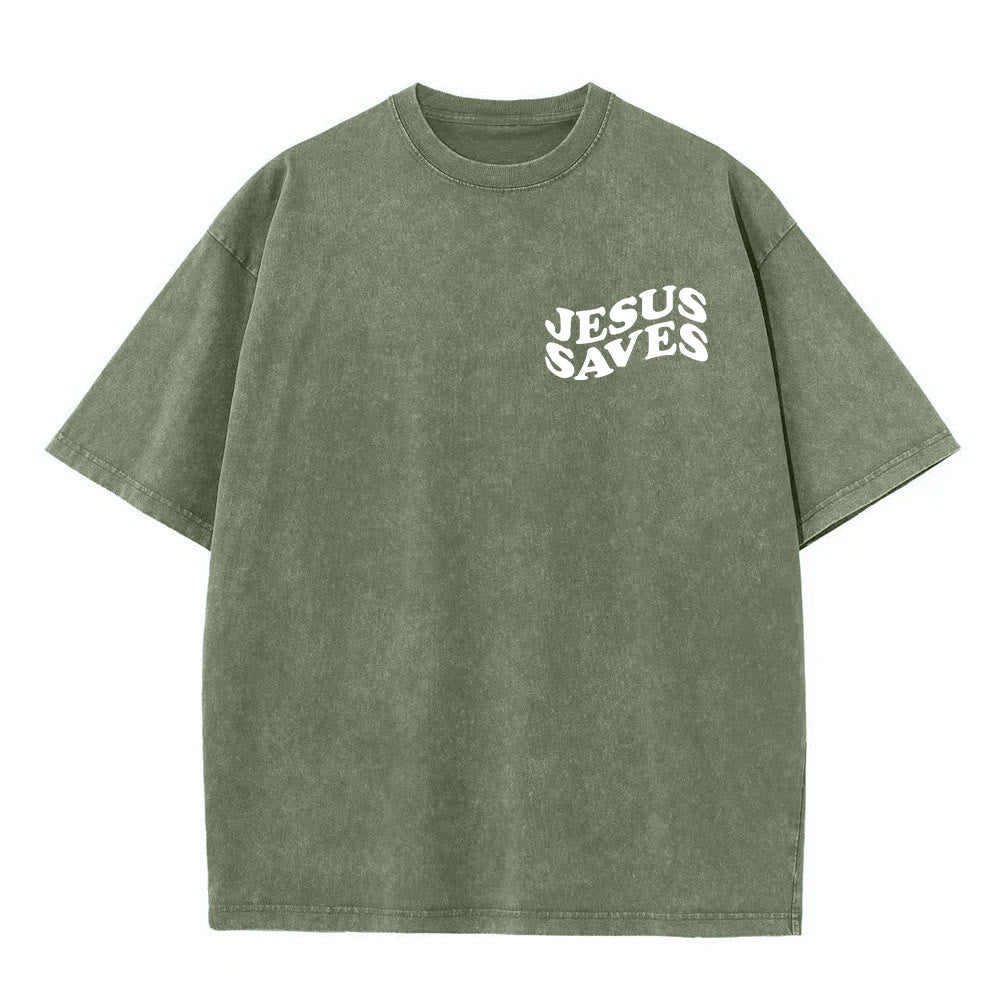 Christianartworkshop Gesù salva la croce T-shirt unisex lavata grafica - image 3