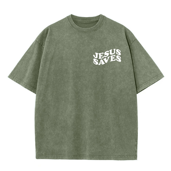 Christianartworkshop Gesù salva la croce T-shirt unisex lavata grafica - image 3