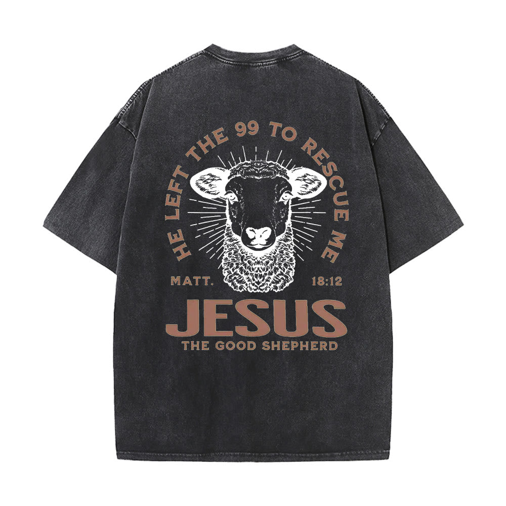 Christianartworkshop "Ha lasciato il 99 per salvarmi" T-shirt unisex lavata - Nero - 5XL - image 0