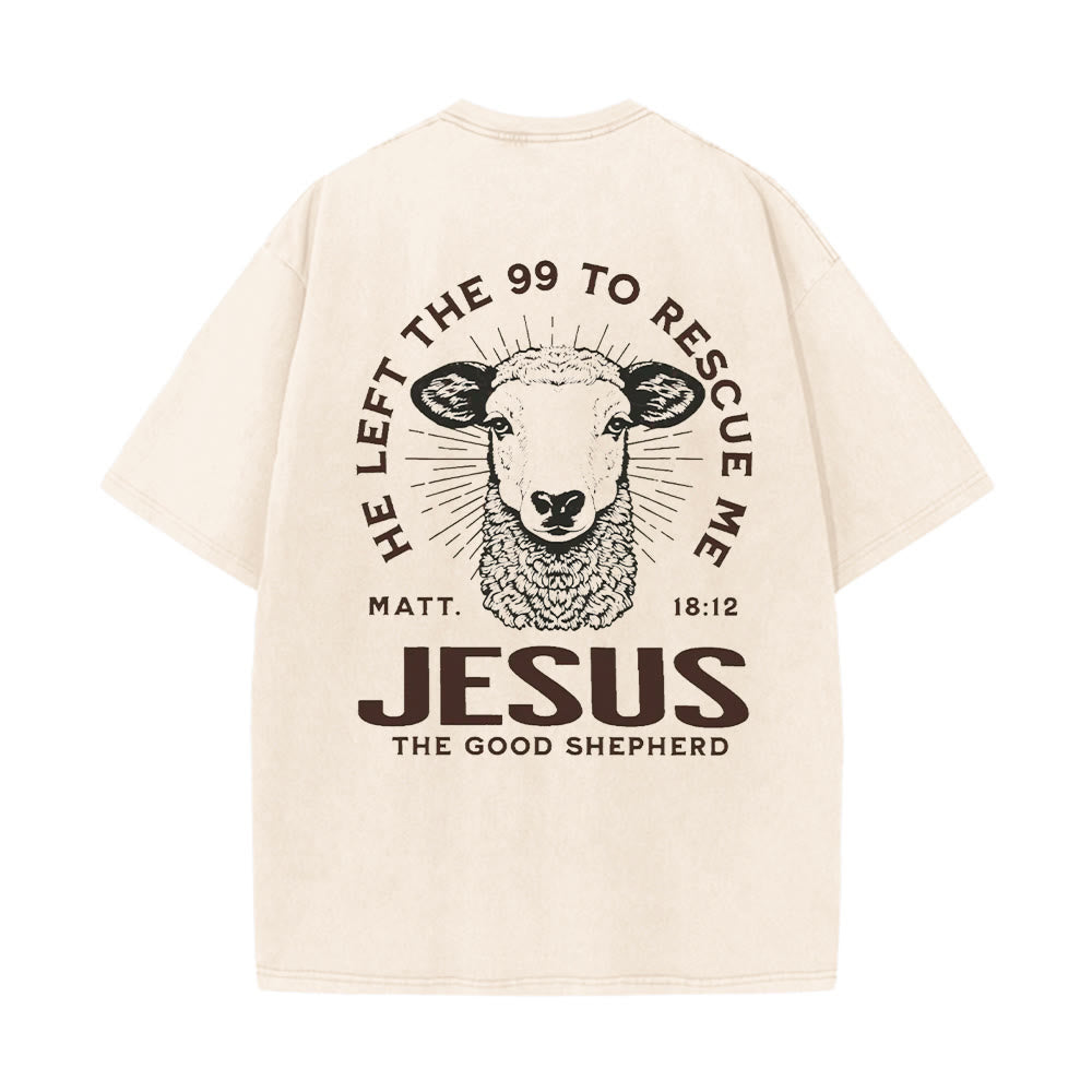 Christianartworkshop "Ha lasciato il 99 per salvarmi" T-shirt unisex lavata - Albicocca - 5XL - image 12