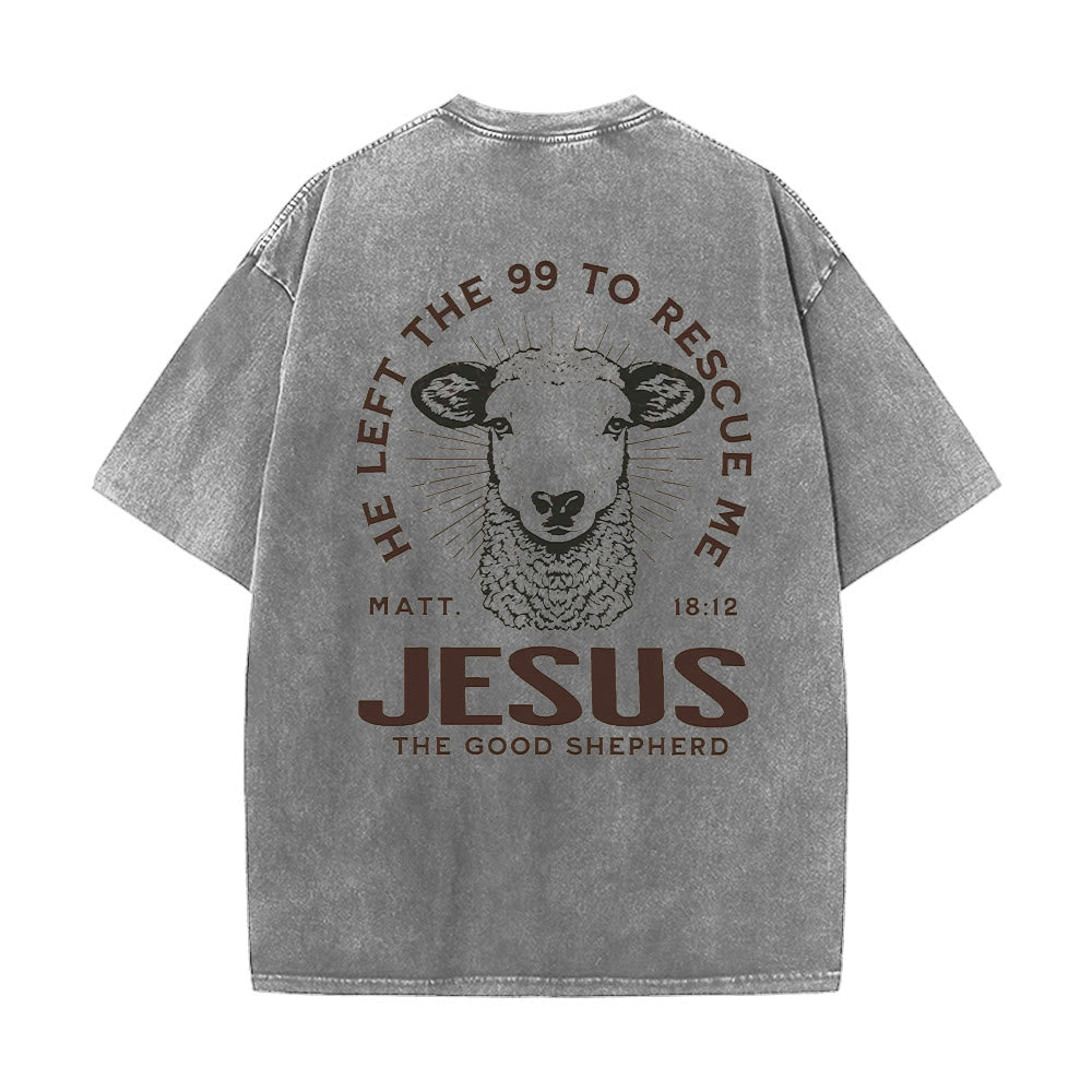 Christianartworkshop "Ha lasciato il 99 per salvarmi" T-shirt unisex lavata - Grigio - 5XL - image 4