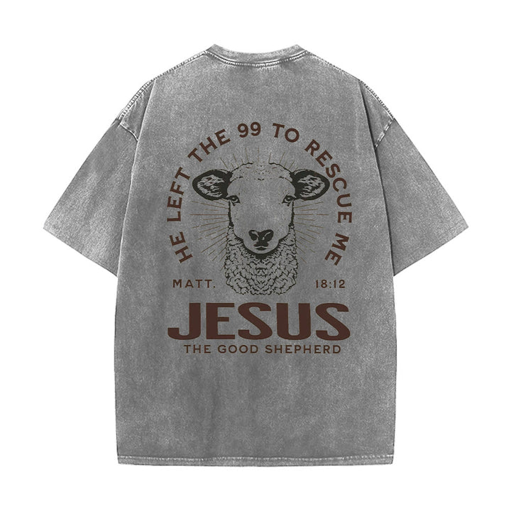 Christianartworkshop "Ha lasciato il 99 per salvarmi" T-shirt unisex lavata - Grigio - 5XL - image 4
