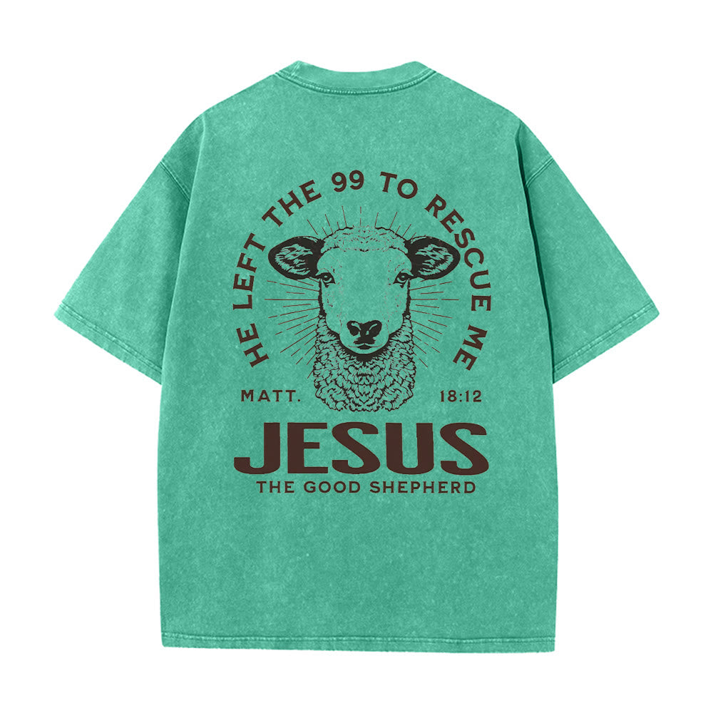 Christianartworkshop "Ha lasciato il 99 per salvarmi" T-shirt unisex lavata - Verde - 5XL - image 16